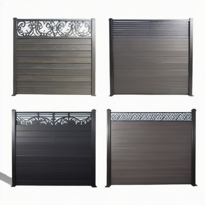 Outdoor Garden Privacy Aluminum and WPC Panel Fence Wall Door Gate with 0.30mm Thickness