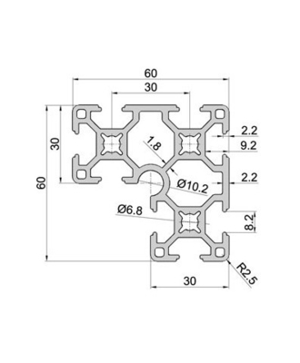 6063-T5 Profile Silver Anodized Aluminium Extrusion T Slot with Decoiling Processing