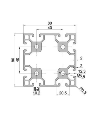 Customizable T3-T8 Temper V Slot 4080 Aluminium Extrusion Profiles for Customer Needs