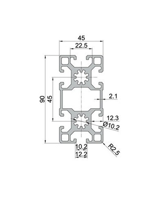 Temper T3-T8 customized aluminium extrusion profiles 40*80 with silver anodized finish