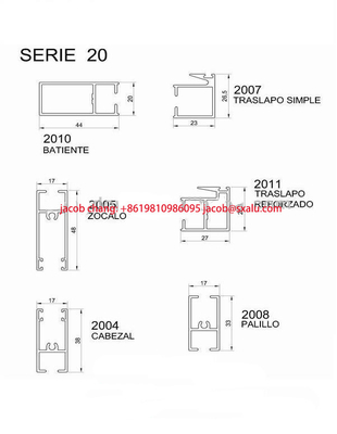 Aluminium Profiles for Window and Door Line 20 25 in Bolivia 6000 Series Shopfront