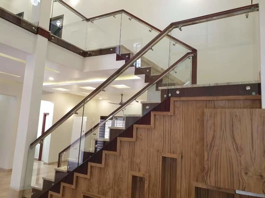 Flooring Mounted Customizable Aluminum U Channel Glass Railing for Frameless Design