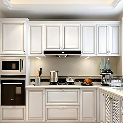 Contemporary European Style Aluminium Profile Kitchen Cabinet with Luxury White Finish