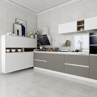 Contemporary European Style Aluminium Profile Kitchen Cabinet with Luxury White Finish