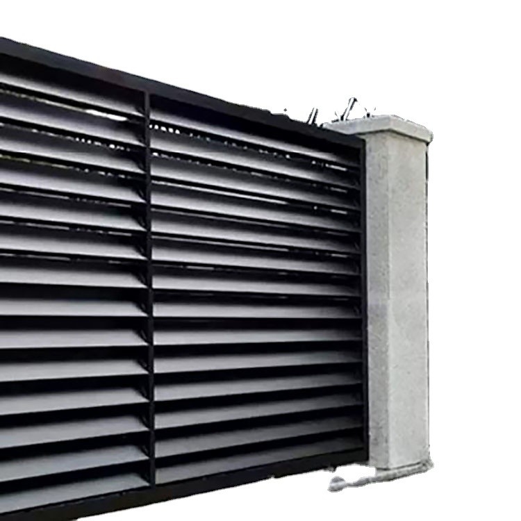 Privacy Slat Fence Panels in Aluminum Metal Black Powder Coated for Horizontal Fences