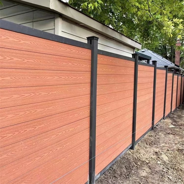Outdoor Garden Privacy Aluminum and WPC Panel Fence Wall Door Gate with 0.30mm Thickness