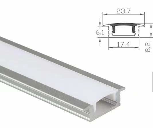 T3-T8 Temper Aluminium Profile For Led Lighting Strip Slim Recessed Aluminum 1m 2m 3m